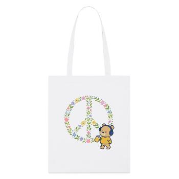 Peace Flowers Blossoms - Stanley/Stella Organic Tote Bag - white - Front