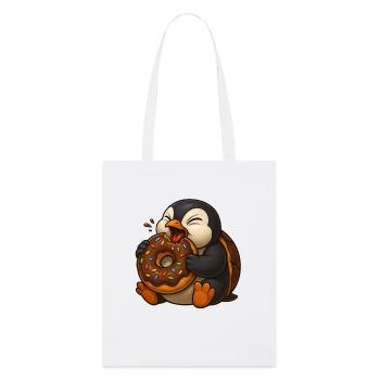 Mignon dessin animé pingouin beignet grignoter alimentation - Tote bag bio Stanley/Stella - blanc - Devant