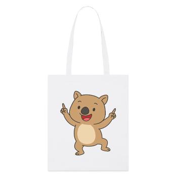 Dessin animé de bébé wombat dansant - Tote bag bio Stanley/Stella - blanc - Devant