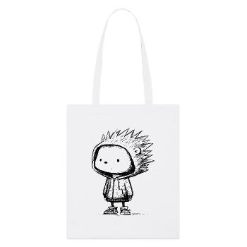 Kawaii Igel Cartoon Hoodie Skizze – süß & lustig - Stanley/Stella Bio-Stoffbeutel - Weiß - Vorne