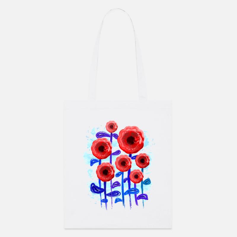 Rote Blumen (Wasserfarben) - Stanley/Stella Bio-Stoffbeutel - Weiß