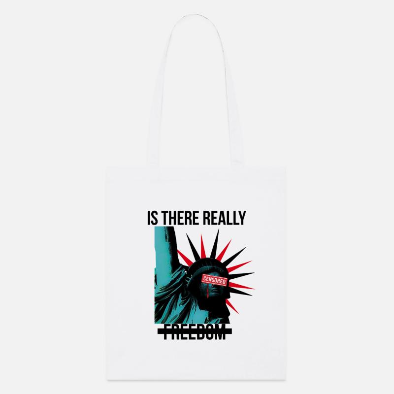 Rebellious Statue with Censorship Elements - Stanley/Stella Organic Tote Bag - white