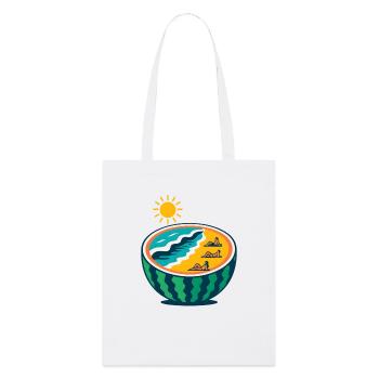 Coucher de soleil sur la plage, yoga, amoureux de pastèque - Tote bag bio Stanley/Stella - blanc - Devant