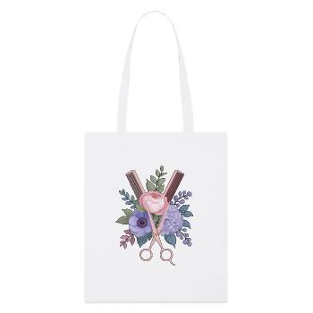 Coiffeur Ciseaux Peigne Fleurs - Tote bag bio Stanley/Stella - blanc - Devant