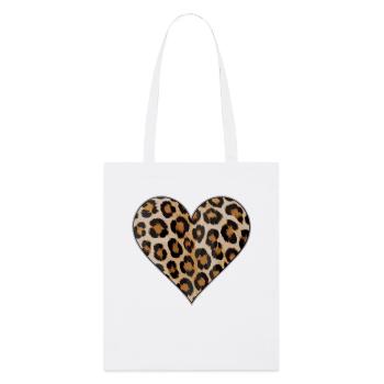 Leopard print heart pattern - Stanley/Stella Organic Tote Bag - white - Front