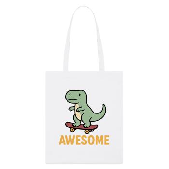 Casual dinosaur on skateboard - Stanley/Stella Organic Tote Bag - white - Front