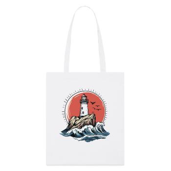 Phare sur la côte rocheuse - Tote bag bio Stanley/Stella - blanc - Devant