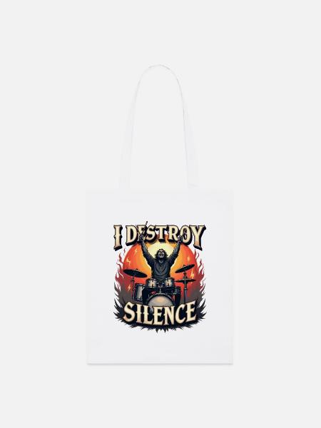Drummer – I Destroy Silence - Stanley/Stella Bio-Stoffbeutel - Weiß