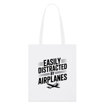 Facilement distrait par les avions - Tote bag bio Stanley/Stella - blanc - Devant