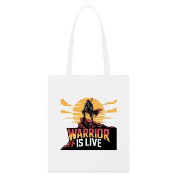 Warrior On Cliff Sunset - Stanley/Stella Organic Tote Bag - white - Front