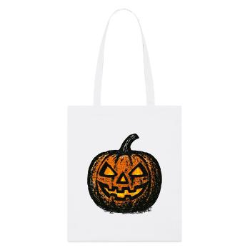 Citrouille d’Halloween dans le style grunge - Tote bag bio Stanley/Stella - blanc - Devant