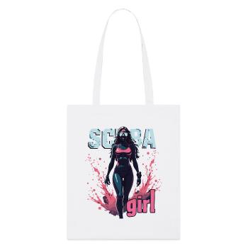 Scuba Girl Taucherin Design - Stanley/Stella Bio-Stoffbeutel - Weiß - Vorne
