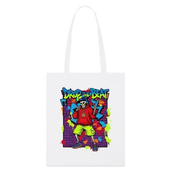 Drop the Beat – Skeleton Rapper Graffiti Streetwear - Stanley/Stella Organic Tote Bag - white - Front