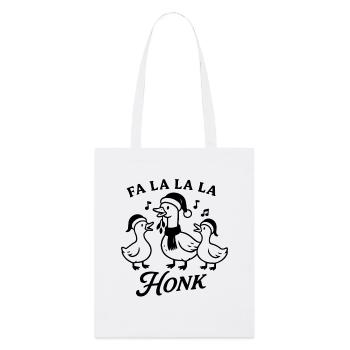 Weihnachtsgans Fa La La La Honk Lustiges Design - Stanley/Stella Bio-Stoffbeutel - Weiß - Vorne