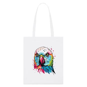 Bunter Wellensittich Kunstdesign - Stanley/Stella Bio-Stoffbeutel - Weiß - Vorne
