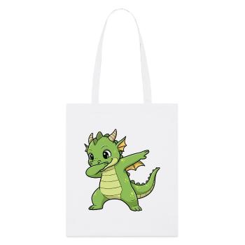 Lustiger Drache Dab Cartoon Design - Stanley/Stella Bio-Stoffbeutel - Weiß - Vorne