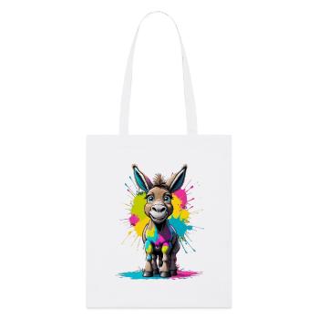 Bunter Esel Splash Kunstmotiv - Stanley/Stella Bio-Stoffbeutel - Weiß - Vorne