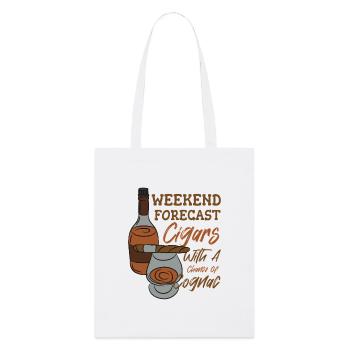 Weekend Forecast – Cigars with a Chance of Cognac - Stanley/Stella Organic Tote Bag - white - Front