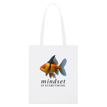 Mindset Poisson rouge avec casque, Dicton motivant - Tote bag bio Stanley/Stella - blanc - Devant