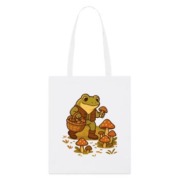 Grenouille avec panier à champignons – Mushroom Picker Frog - Tote bag bio Stanley/Stella - blanc - Devant