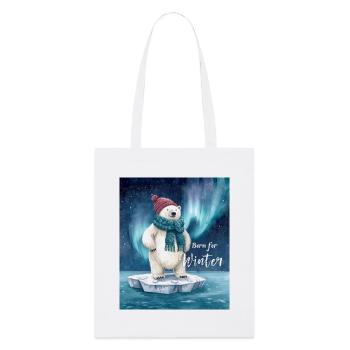 Born for Winter Polar Bear - Stanley/Stella Organic Tote Bag - white - Front
