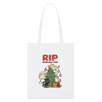RIP Weihnachtskatzen Baum, Liebe Kätzchen - Stanley/Stella Bio-Stoffbeutel - Weiß - Vorne