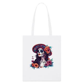 Crâne en sucre avec chapeau de fleur - Tote bag bio Stanley/Stella - blanc - Devant