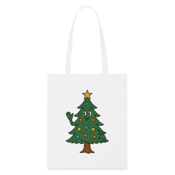 Joyeux Noël du Père Noël qui agite le sapin - Tote bag bio Stanley/Stella - blanc - Devant