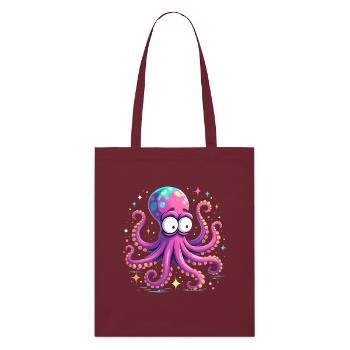 Neon Octopus Color Explosion - Stanley/Stella Organic Tote Bag - burgundy - Front