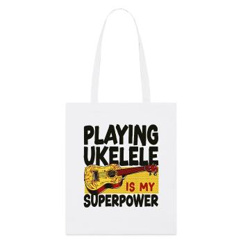 Hawaiian Ukulele Uke Playing - Stanley/Stella Bio-Stoffbeutel - Weiß - Vorne