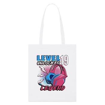 Level 19 Unlocked Legende Neon - Stanley/Stella Bio-Stoffbeutel - Weiß - Vorne