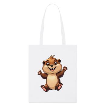 Fröhliches Eichhörnchen Design - Stanley/Stella Bio-Stoffbeutel - Weiß - Vorne