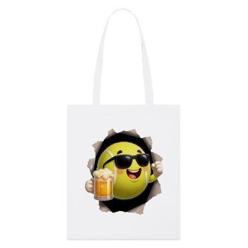 Tennis Bier mit Sonnenbrille - Stanley/Stella Bio-Stoffbeutel - Weiß - Vorne