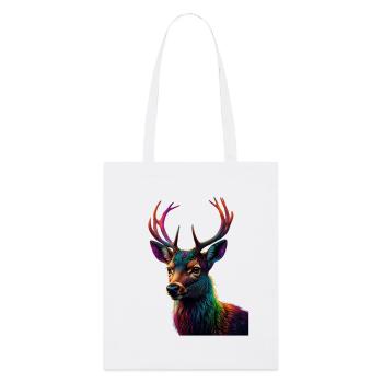 Rainbow Deer Head Art Print - Stanley/Stella Organic Tote Bag - white - Front