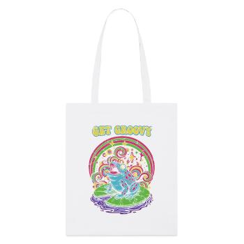 Psychedelischer Frosch Groove - Stanley/Stella Bio-Stoffbeutel - Weiß - Vorne