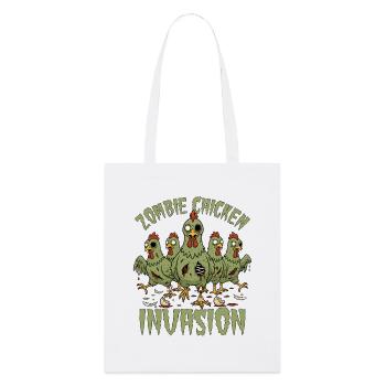 Invasion du poulet zombie - Tote bag bio Stanley/Stella - blanc - Devant