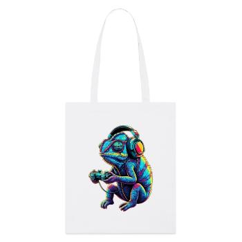 Jeux vidéo d’animaux de jeu caméléon drôles - Tote bag bio Stanley/Stella - blanc - Devant