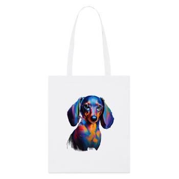 Farbenfrohes Dackelporträt Abstrakter Pinsel - Stanley/Stella Bio-Stoffbeutel - Weiß - Vorne