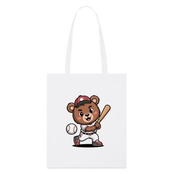 Héros ours sur une batte de baseball - Tote bag bio Stanley/Stella - blanc - Devant
