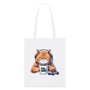 Sulky cat gamer at café lag gg - Stanley/Stella Organic Tote Bag - white - Front