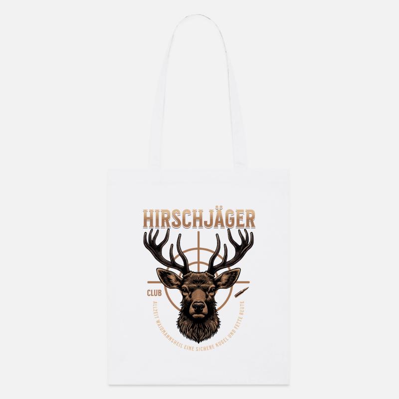 Hirschjäger Logo für Jäger Geburtstag, die Jagd - Stanley/Stella Bio-Stoffbeutel - Weiß