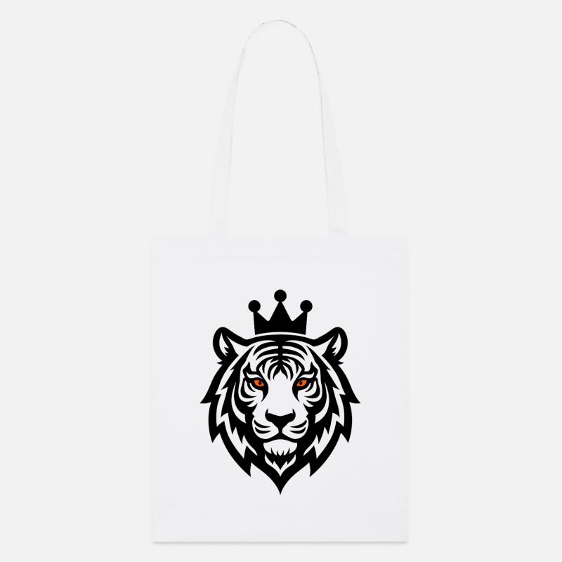 Tiger mit Krone König der Wildnis - Stanley/Stella Bio-Stoffbeutel - Weiß