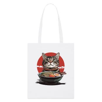 Chat avec bol de ramen - Tote bag bio Stanley/Stella - blanc - Devant