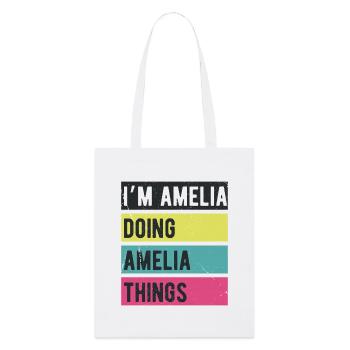 Ich bin Amelia und mache Amelia Things Retro Colors - Stanley/Stella Bio-Stoffbeutel - Weiß - Vorne