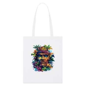 Tiki Tropical Mask Couleurs néon - Tote bag bio Stanley/Stella - blanc - Devant