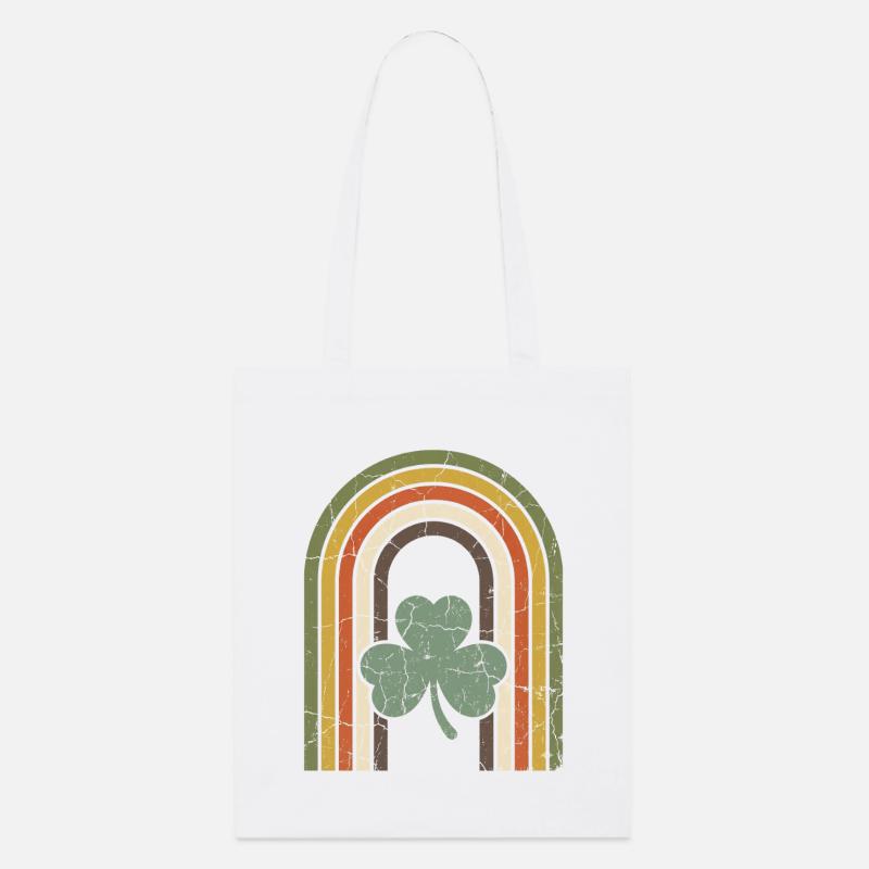 Arc-en-ciel vintage avec le trèfle de la Saint-Patrick - Tote bag bio Stanley/Stella - blanc