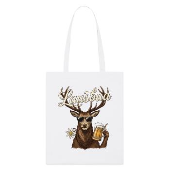 Lausbua Hirsch – Motif de costume traditionnel sympa avec de la bière - Tote bag bio Stanley/Stella - blanc - Devant
