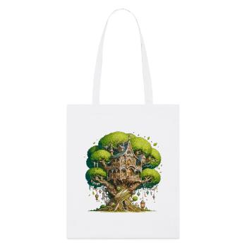Treehouse Castle in the World Forest - Stanley/Stella Organic Tote Bag - white - Front