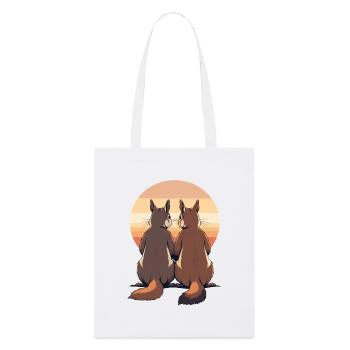 Deux lapins au coucher du soleil - Tote bag bio Stanley/Stella - blanc - Devant