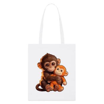 Süßer Baby Affe gibt Faustschlag Monkey Punch - Stanley/Stella Bio-Stoffbeutel - Weiß - Vorne